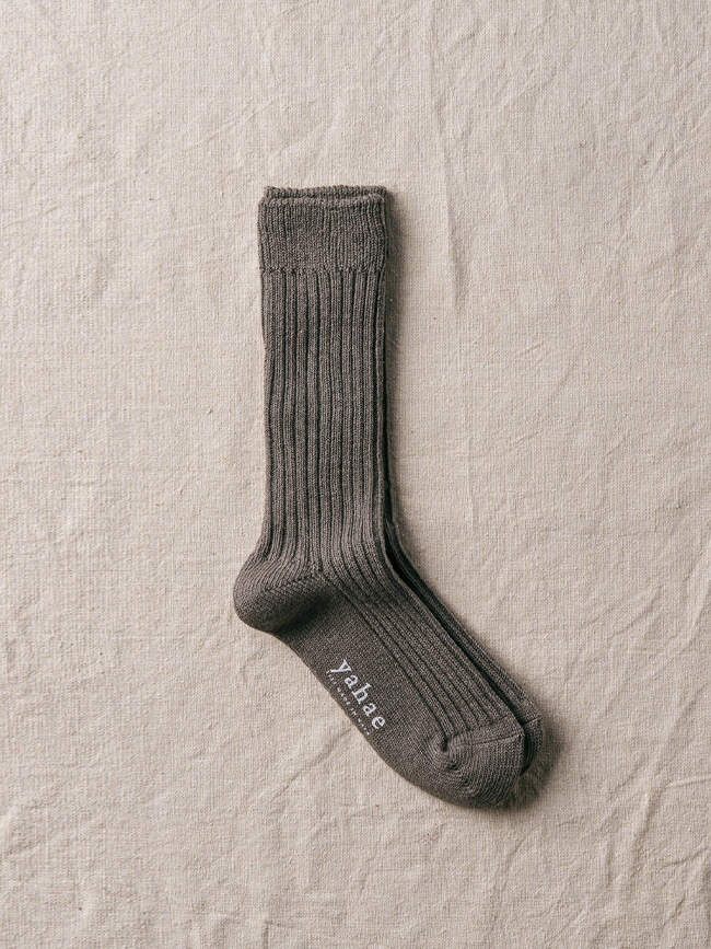 야하에_ Organic Cotton Blended Yak Ribbed Socks [Dark Grey]