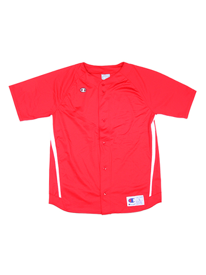 챔피온_ Short Sleeve Full Button Jersey [White/Scarlet]