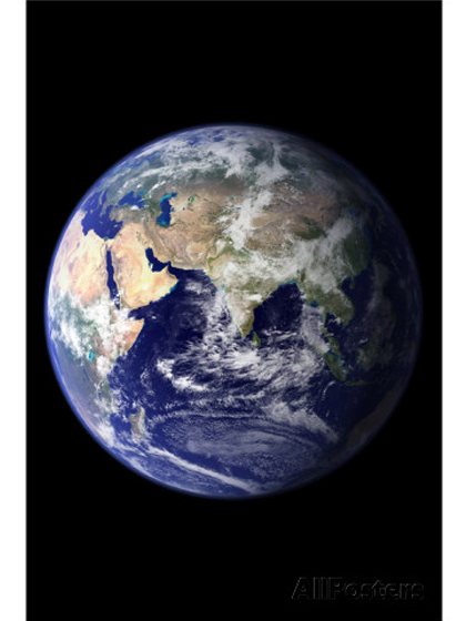 Planet Earth Eastern Hemisphere on Black Art Print Poster