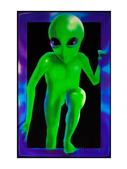 Alien Visitor Blacklight Responsive Poster