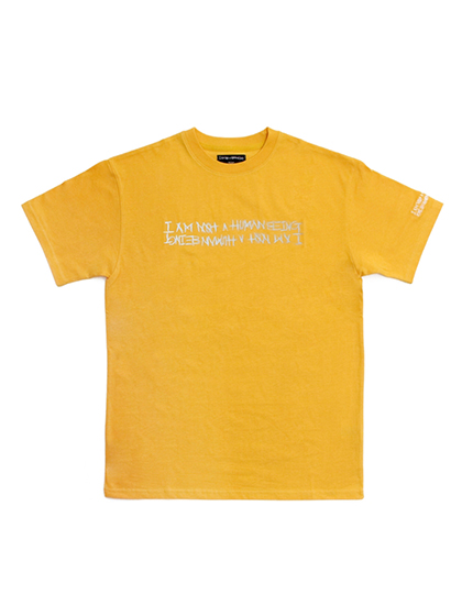 [아임낫어휴먼비잉] I AM NOT A HUMANBEING - [17SS] Retro Reflective Basic Logo T-Shirts [Mustard]