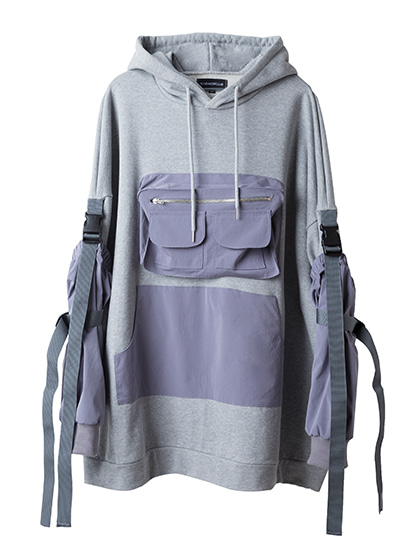 [선데이오프클럽] SUNDAYOFFCLUB - detachable arm cover hoodie - gray