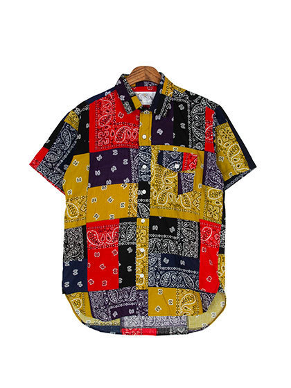 라로카스튜디오_ Patchwork Vintage Bandana Short-Sleeve Shirt 003