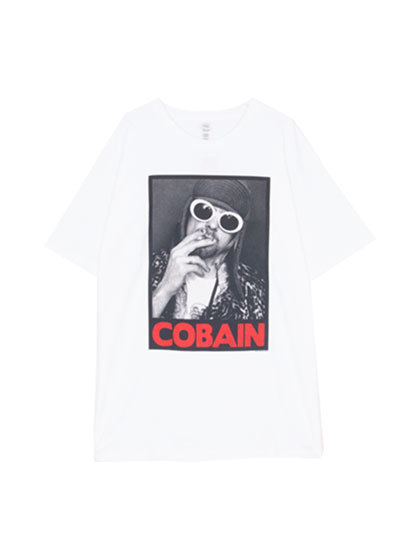 블리치아트_ Kurt Cobain Smoking Box Photo Mens T-Shirt [White]