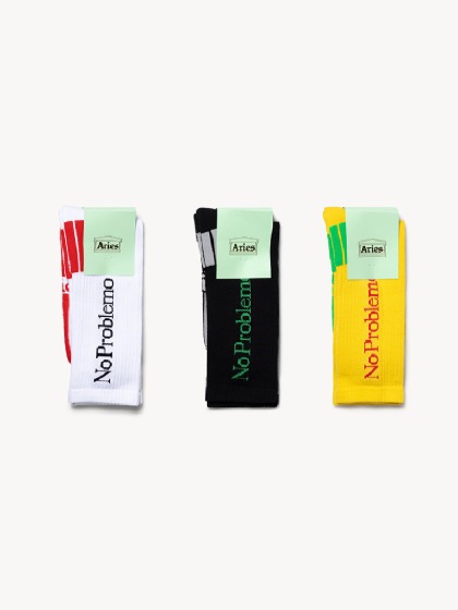 에리즈_ No Problemo Socks 3 Pack Set [Black/White/Yellow]