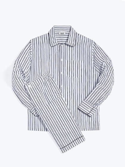 슬리피존스_ Henry Pajama Set [White &amp; Blue Scribble Stripe]