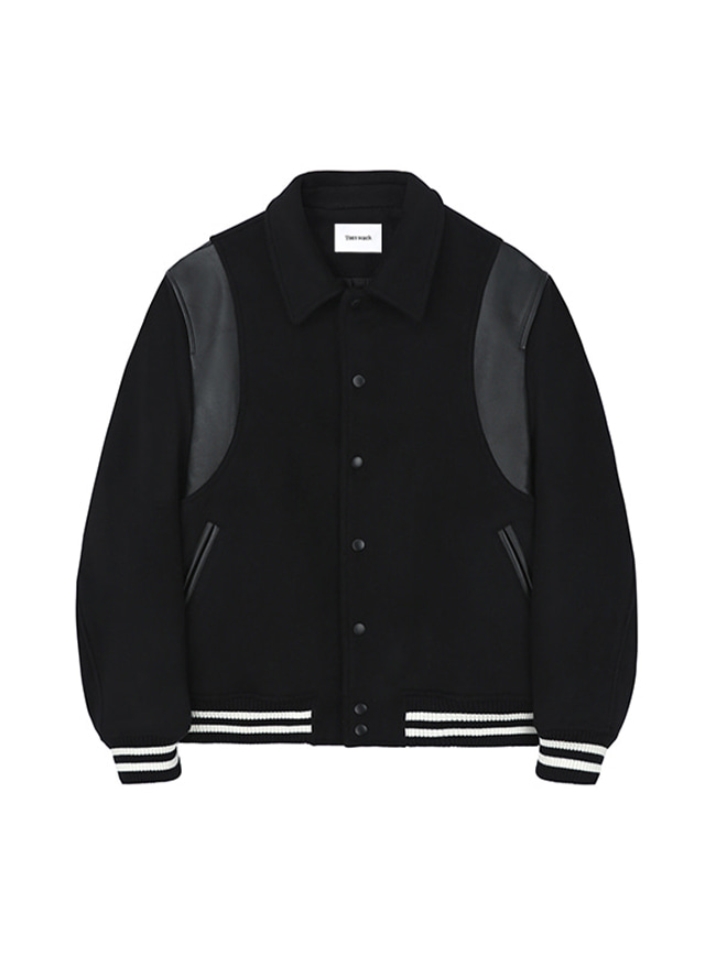 토니웩_ Teddy Varsity Jacket [Black]