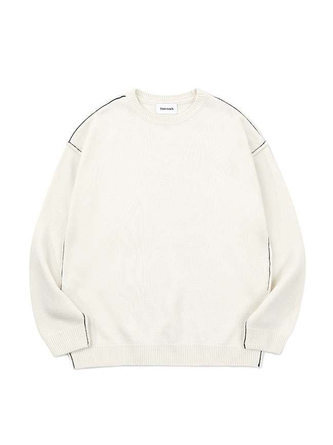토니웩_ Contrasting Cashmere Sweater [Ecru]