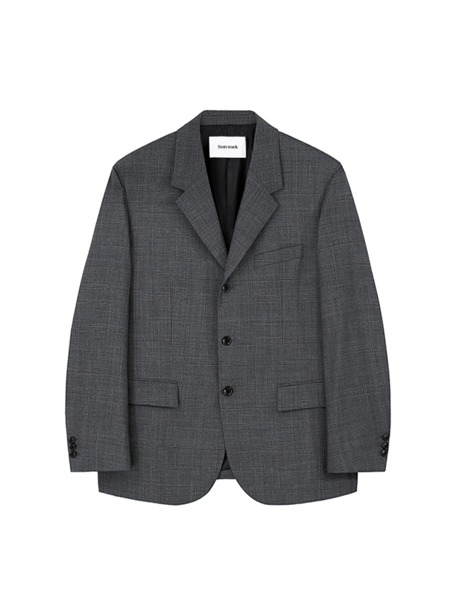 토니웩_ Crudo 3-button Single Blazer [Mid Grey Check]