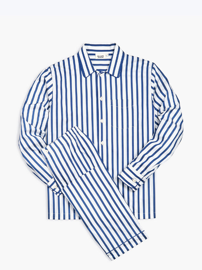슬리피존스_ Henry Pajama Set [White &amp; Blue Sateen Stripe]