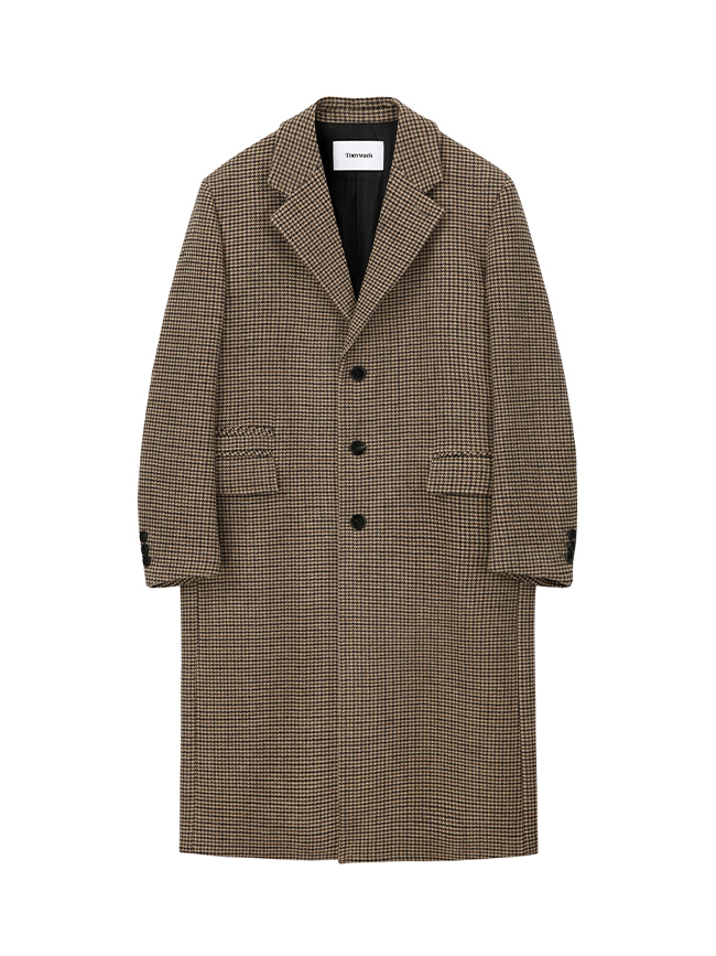 토니웩_ Single Breasted Tailored Coat [Brown/Beige/Black Houndtooth]