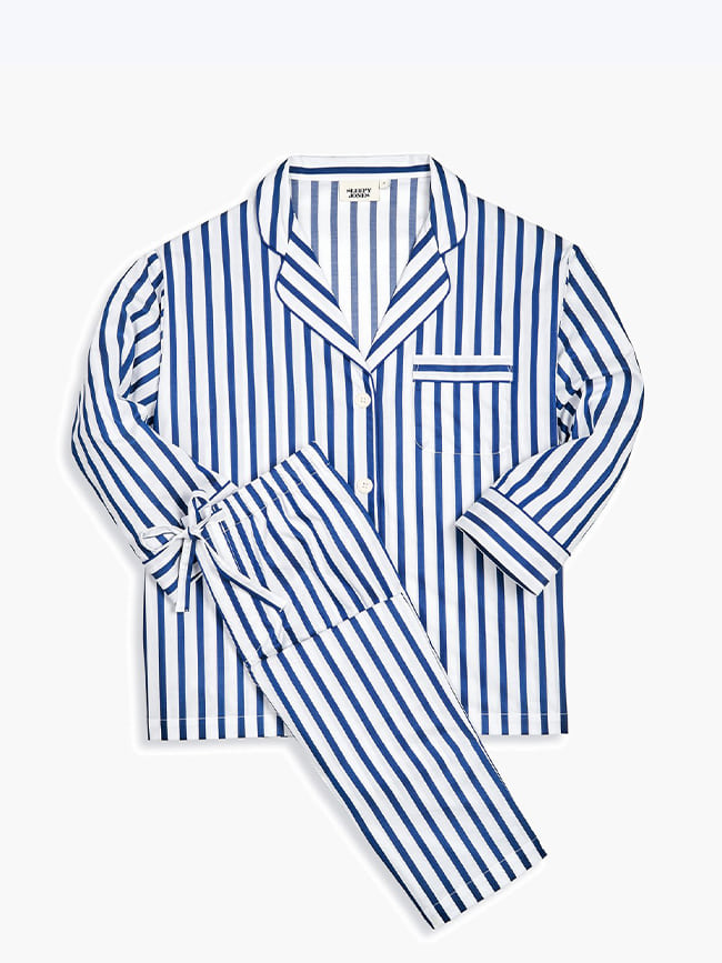 슬리피존스_ Marina Pajama Set [White &amp; Blue Sateen Stripe]
