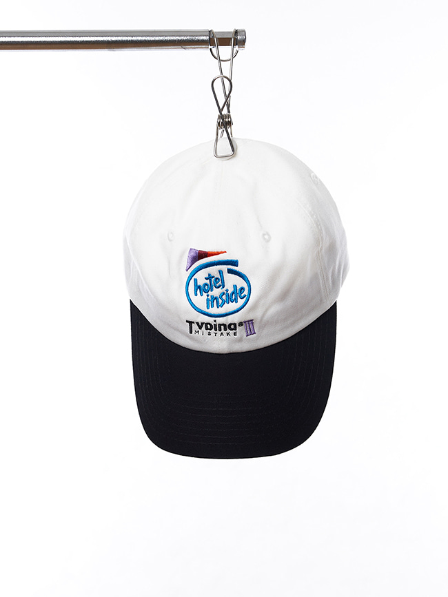 타이핑미스테이크_ INTEL INSIDE PARODY LOGO BALL CAP [WHITE-BLACK]