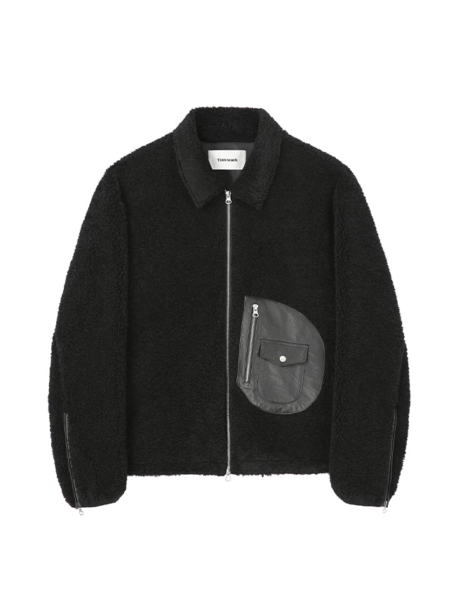 토니웩_ Duvet Leather Shearling Jacket [Black]