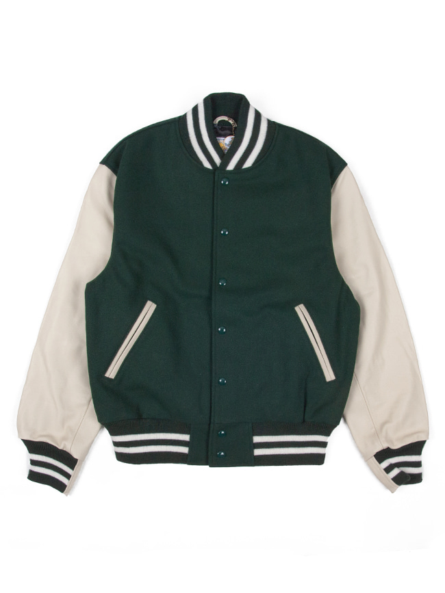 골든베어 스포츠웨어_ Contemporary Varsity Jacket [Forest/Cream]