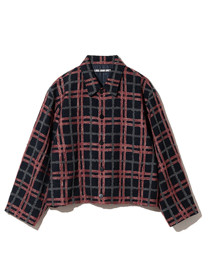 로드존그레이_lattice Wool short jacket [navy]