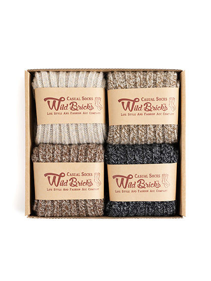 와일드브릭스_ BS WOOL MELANGE SOCKS SET (ivory/olive/brown/charcoal)