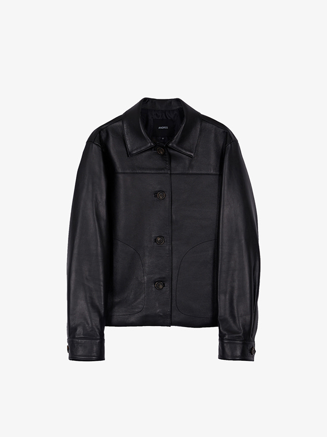 앤드로스_ Bari Crop Leather Jacket [Black]