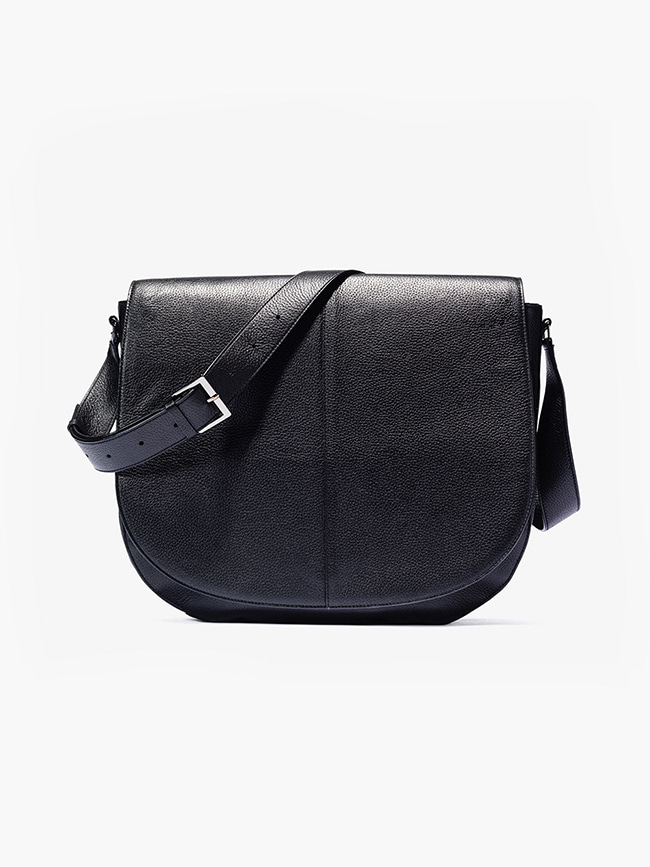 앤드로스_ Black Big Leather Messanger Bag [Black]
