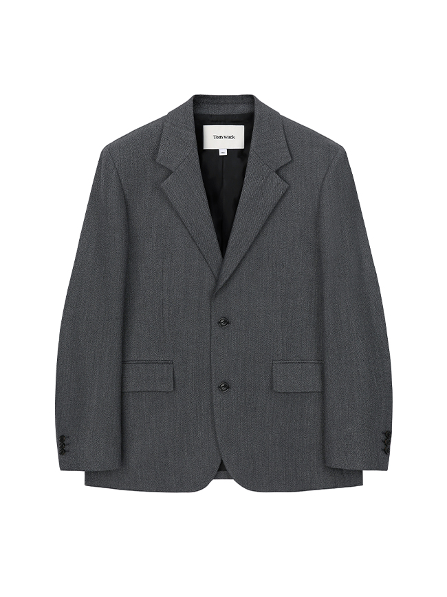 토니웩_ Relaxed Fit Tailored Blazer [Mid-Grey Herringbone]