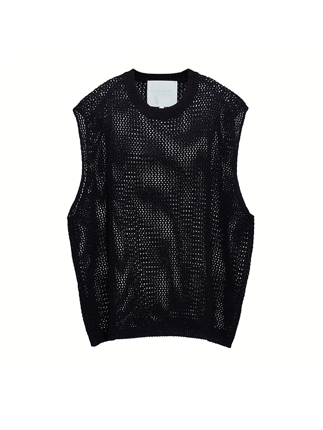 예아_ Netted Knit Vest [Black]