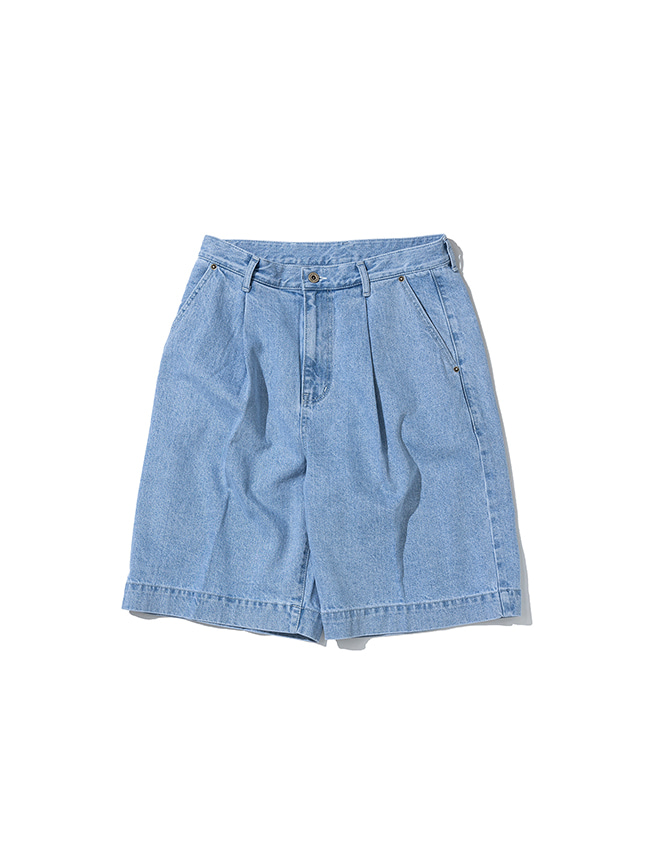 예아_ Wide Denim Shorts [Washed Blue]
