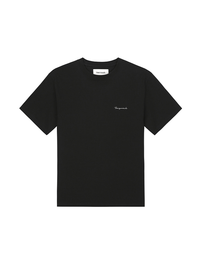 토니웩_ Logo-embroidered Short Sleeve T-shirt [Black]