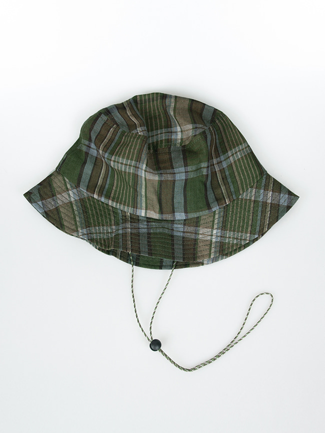 케이블아미_ Linen Check Bucket Hat [Olive]