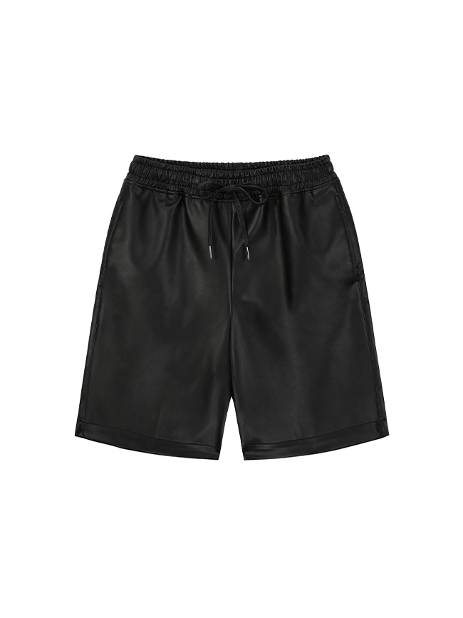 토니웩_ Vegan Leather Drawstring Shorts [Black]