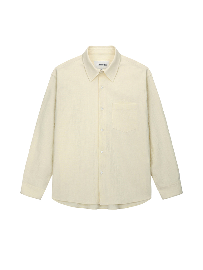 토니웩_ Textured Crepe Long-sleeve Shirts [Pale Yellow]