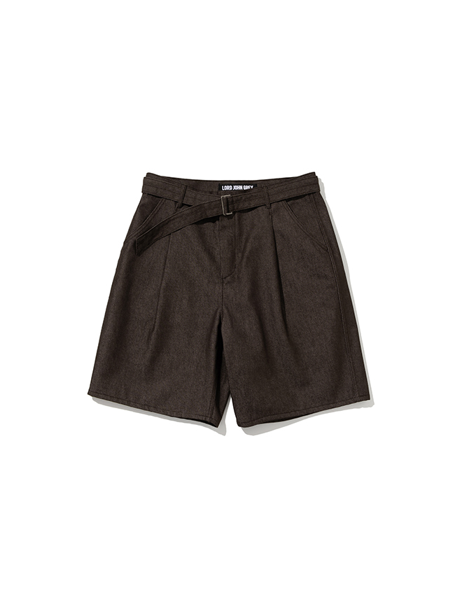 로드존그레이_ fair belted denim shorts [brown]