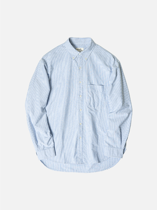 러프사이드_ Shirring Shirt [Oxford Blue Stripe]