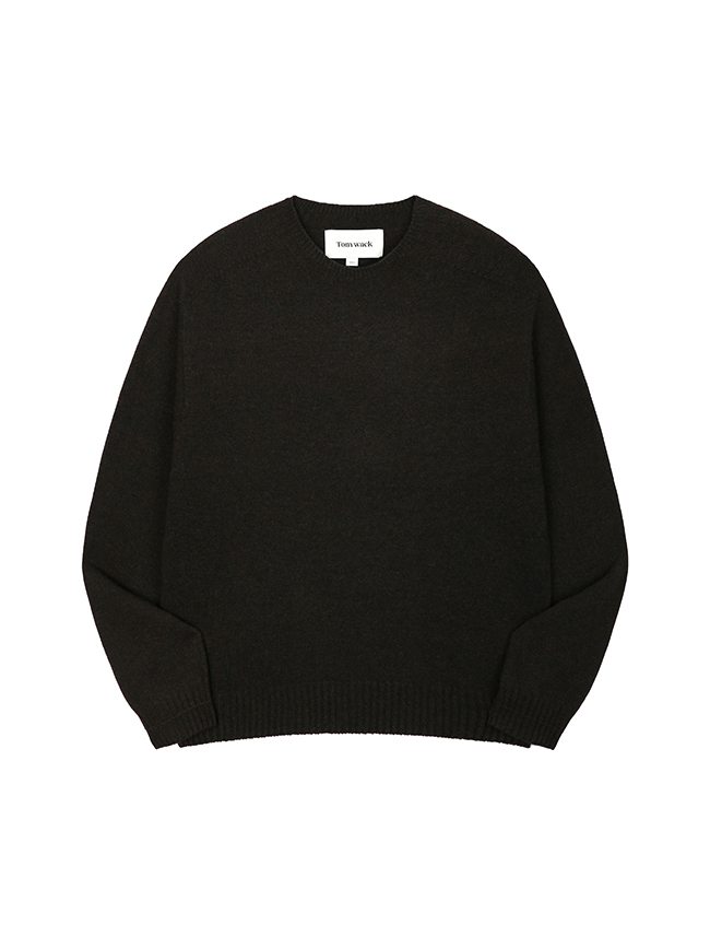토니웩_ Cashmere Whole garment Saddle Neck Sweater [Midnight Black]