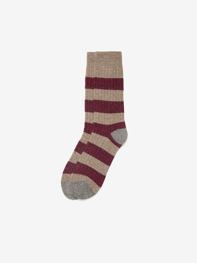 [OFFLINE ONLY] 바버_ Barbour Houghton Stripe Sock [Winter Red]