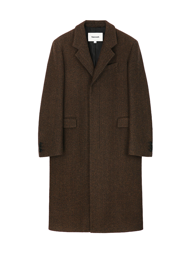 토니웩_ Single-Breasted Tailored Coat [Brown Black Herringbone]