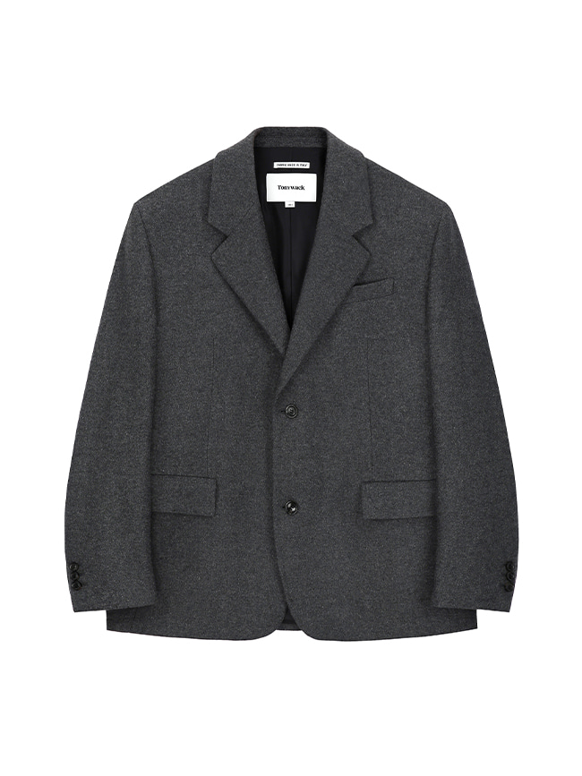 토니웩_ Italian Wool Flannel Twill Blazer (Italian Fabric) [Grey]