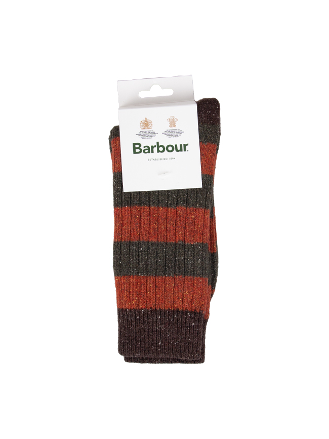 [OFFLINE ONLY] 바버_ Barbour Houghton Stripe Sock [Orange]