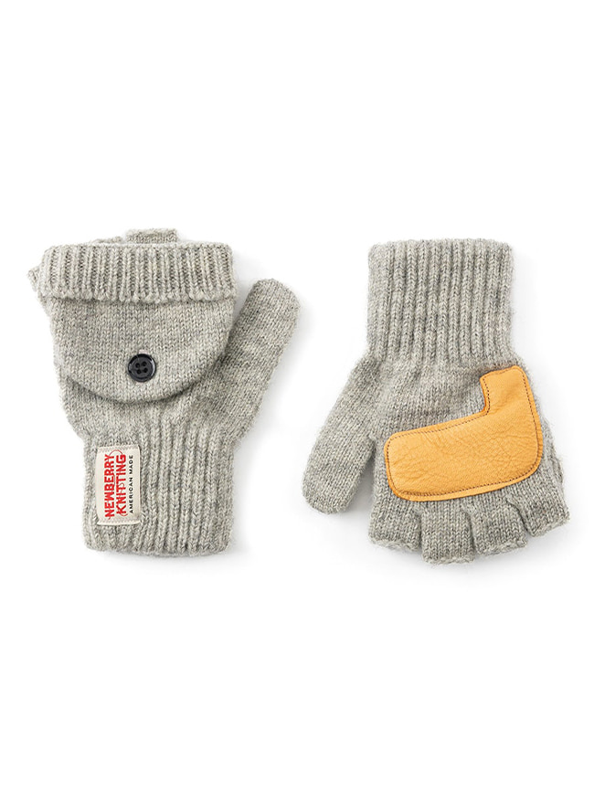 뉴베리니팅_ Deer Leather Glomit Gloves [Gray x Tan]