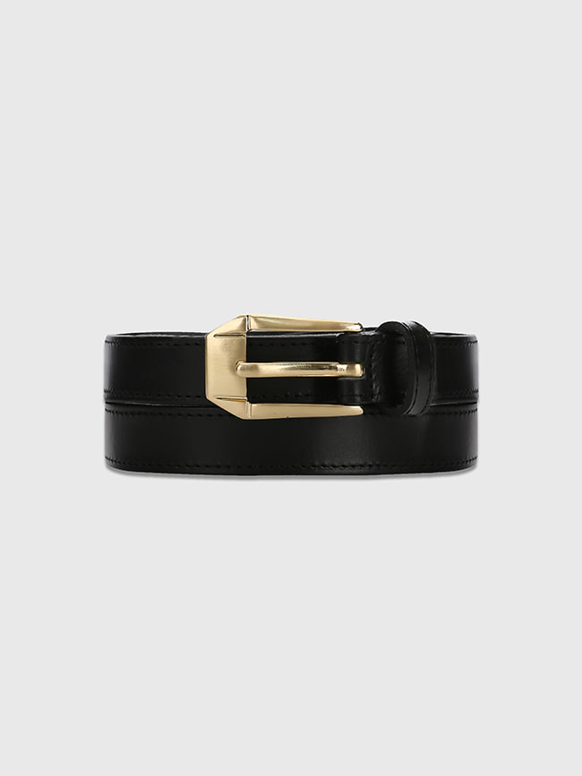 토니웩_ Gold Buckle Slim Leather Belt (Cow leather From Italy)