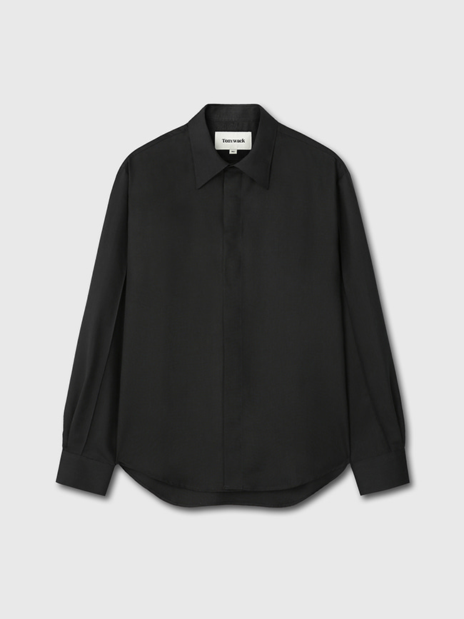 토니웩_ Super Fine Wool Tencel Pintuck Shirt [Charcoal]