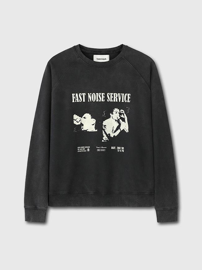 토니웩_ Noise Service Garment Dying Sweatshirt [Faded Black Pigment]