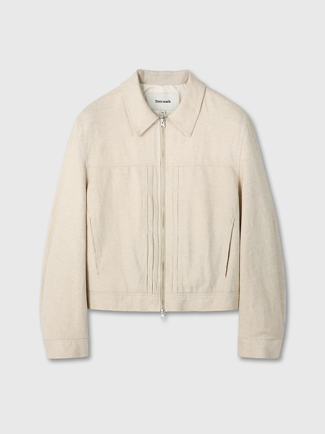 토니웩_ Milled Linen Rayon Type1 Zip Jacket [Natural Ecru]