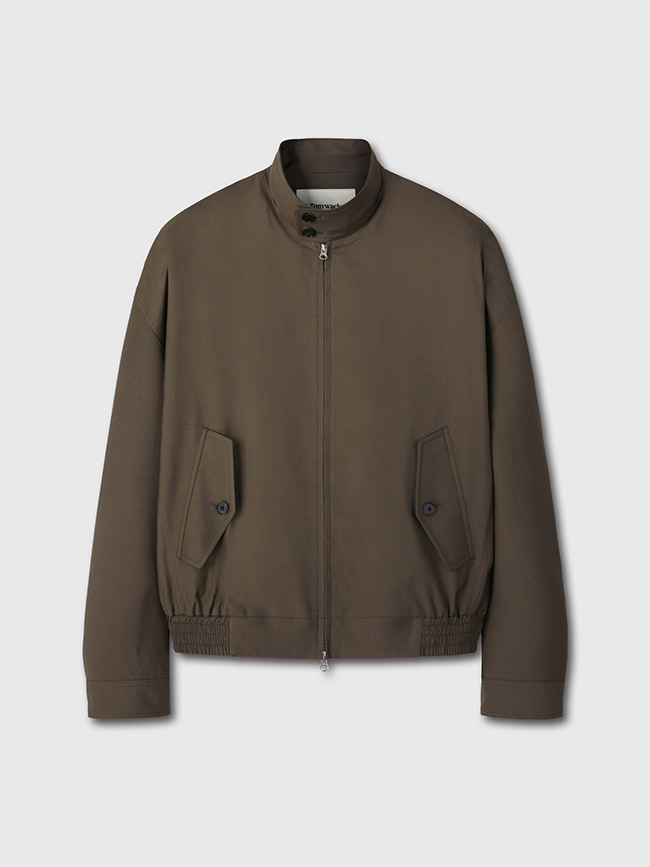 토니웩_ Tropical Wool Harrington Jacket [Dark Olive]