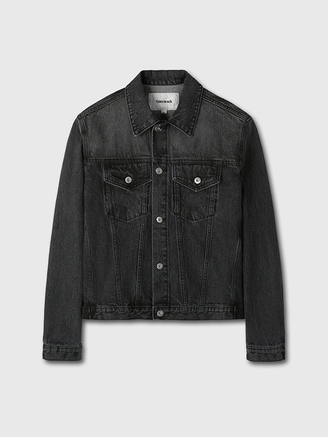토니웩_ Cropped Denim Jacket [Shaded Black]