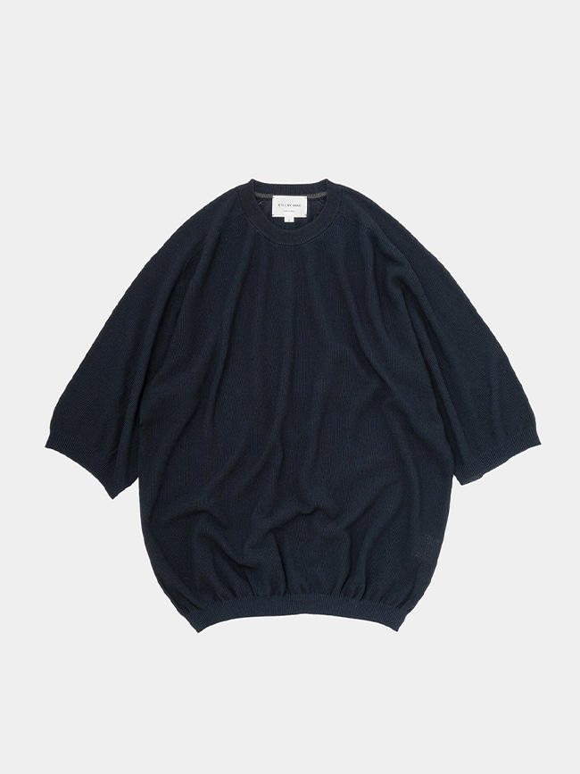 스틸바이핸드_ Half sleeve knit t-shirt [Navy]