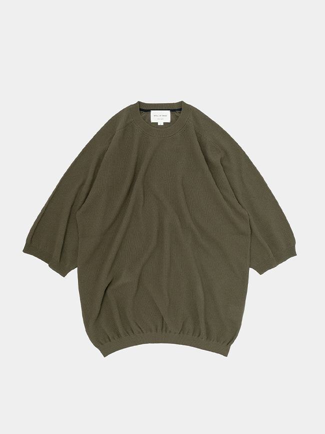 스틸바이핸드_ Half sleeve knit t-shirt [Olive]