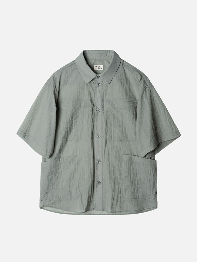 러프사이드_ Layer Half Shirt Jacket [Sage Grey]