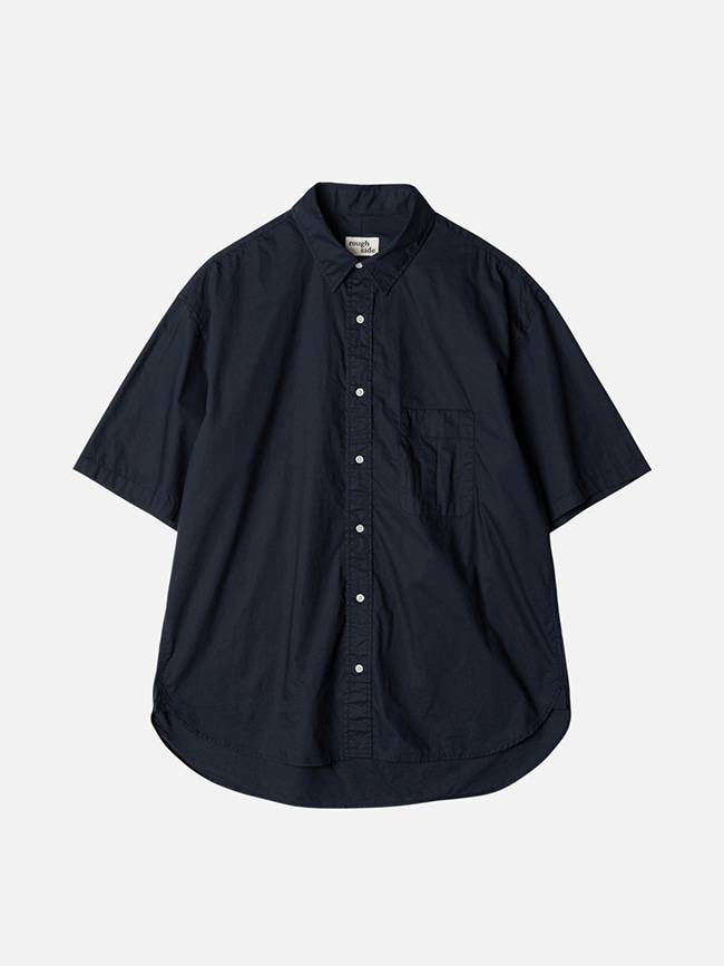 러프사이드_ Shirring Half Shirt [Navy]
