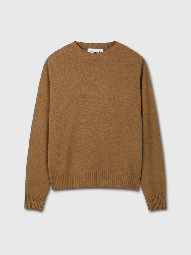 토니웩_ Cashmere Whole garment Saddle Neck Sweater [Camel]