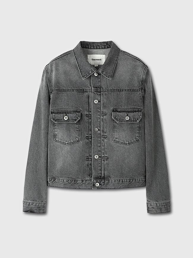 토니웩_ Type II Cropped Denim Jacket [Light Washed Grey]